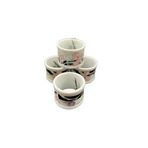 Vintage Wicks & Sticks Set of 4 Napkin Rings Fiona Black Pattern 1980's - In Box
